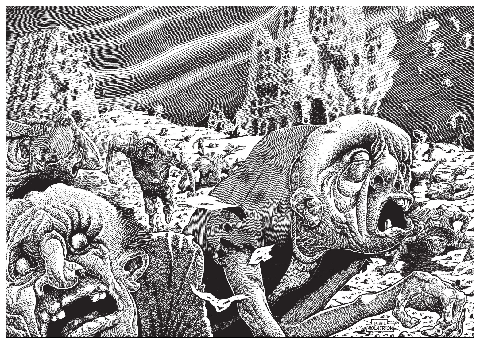 According to his son Monte, this image of post-apocalyptic mutants was one of Wolverton's personal favorites.